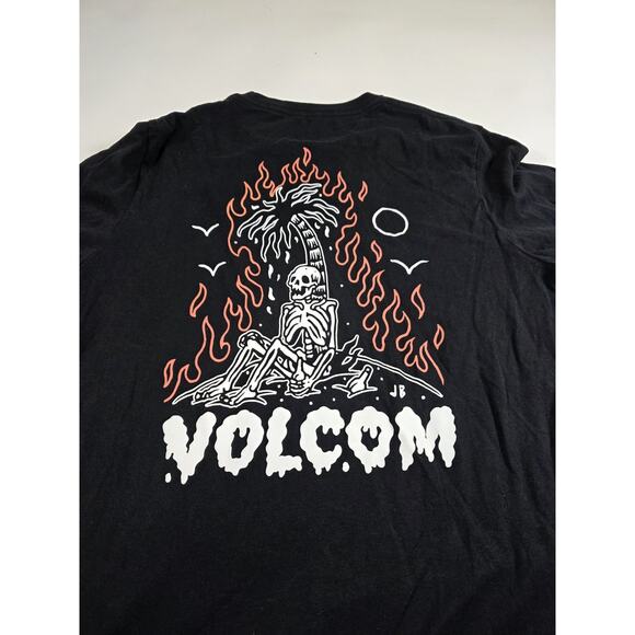 Volcom Men's Long Sleeve T-shirt Charcoal Size Medium Big Logo - Picture 1 of 5
